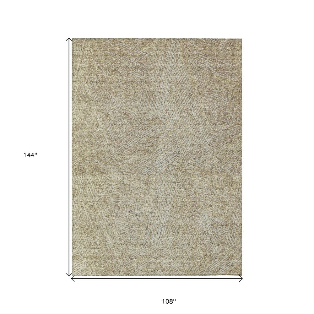 3' X 5' Ivory And Brown Abstract Washable Indoor Outdoor Area Rug
