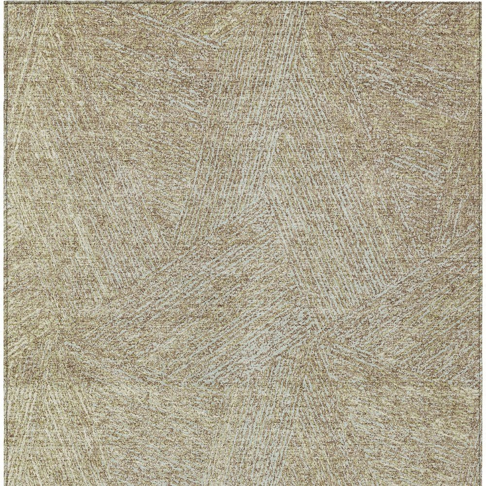 3' X 5' Ivory And Brown Abstract Washable Indoor Outdoor Area Rug