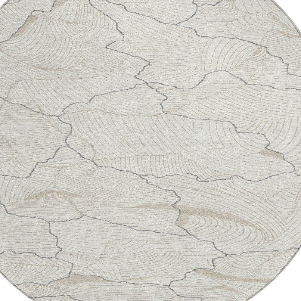 3' X 5' Ivory And Gray Abstract Washable Indoor Outdoor Area Rug
