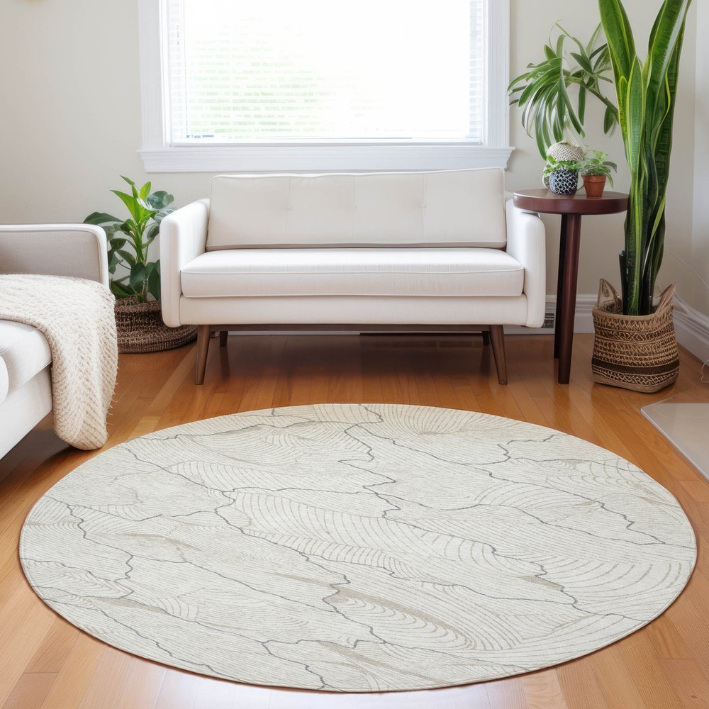 3' X 5' Ivory And Gray Abstract Washable Indoor Outdoor Area Rug