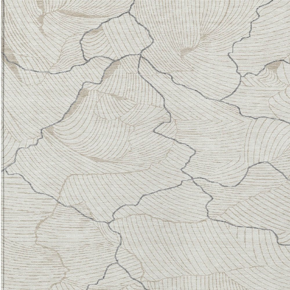 3' X 5' Ivory And Gray Abstract Washable Indoor Outdoor Area Rug