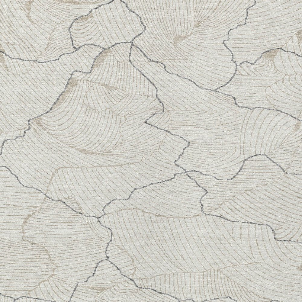3' X 5' Ivory And Gray Abstract Washable Indoor Outdoor Area Rug