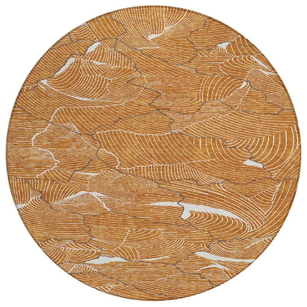 3' X 5' Copper Brown And Ivory Abstract Washable Indoor Outdoor Area Rug