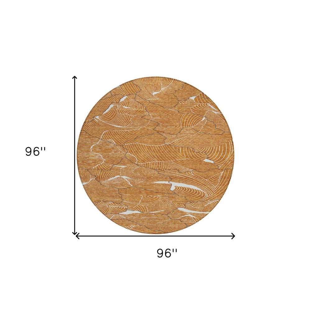 3' X 5' Copper Brown And Ivory Abstract Washable Indoor Outdoor Area Rug