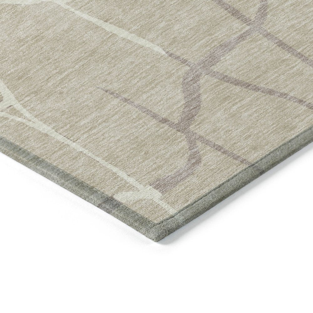 3' X 5' Beige And Tan Abstract Washable Indoor Outdoor Area Rug