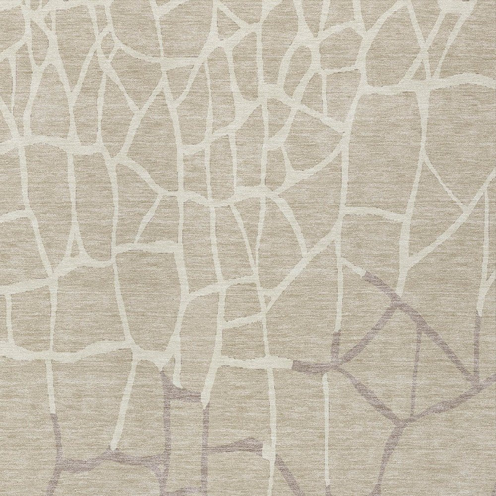 3' X 5' Beige And Tan Abstract Washable Indoor Outdoor Area Rug