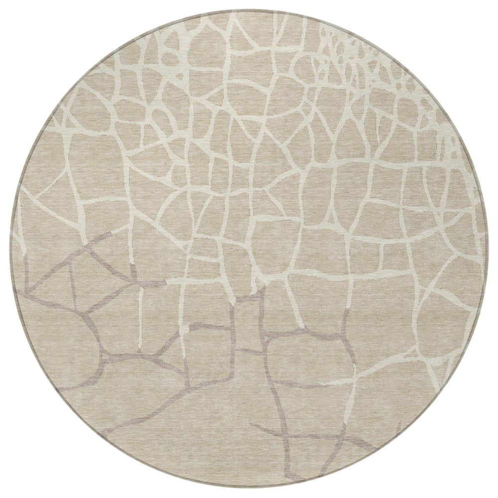 3' X 5' Beige And Tan Abstract Washable Indoor Outdoor Area Rug