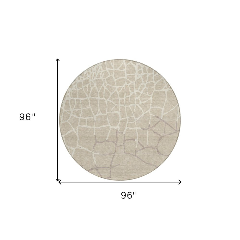 3' X 5' Beige And Tan Abstract Washable Indoor Outdoor Area Rug