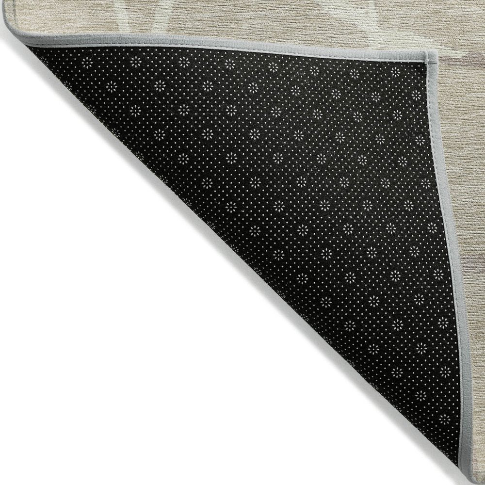 3' X 5' Beige And Tan Abstract Washable Indoor Outdoor Area Rug