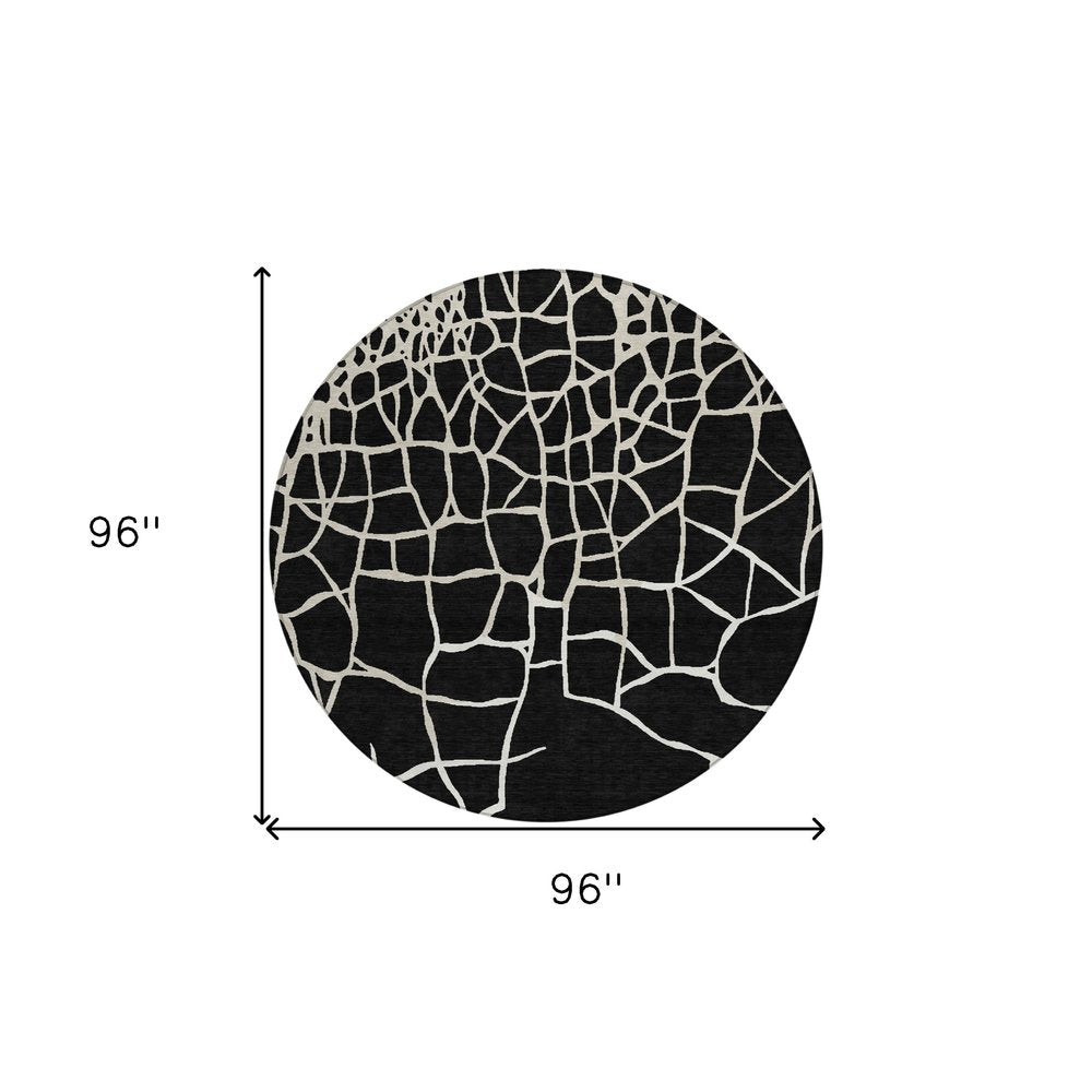 3' X 5' Black And Beige Abstract Washable Indoor Outdoor Area Rug