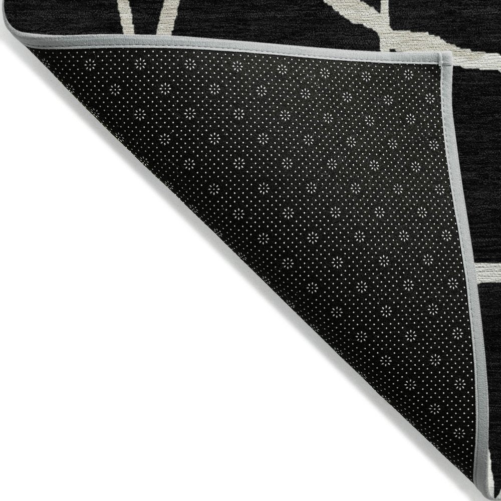 3' X 5' Black And Beige Abstract Washable Indoor Outdoor Area Rug