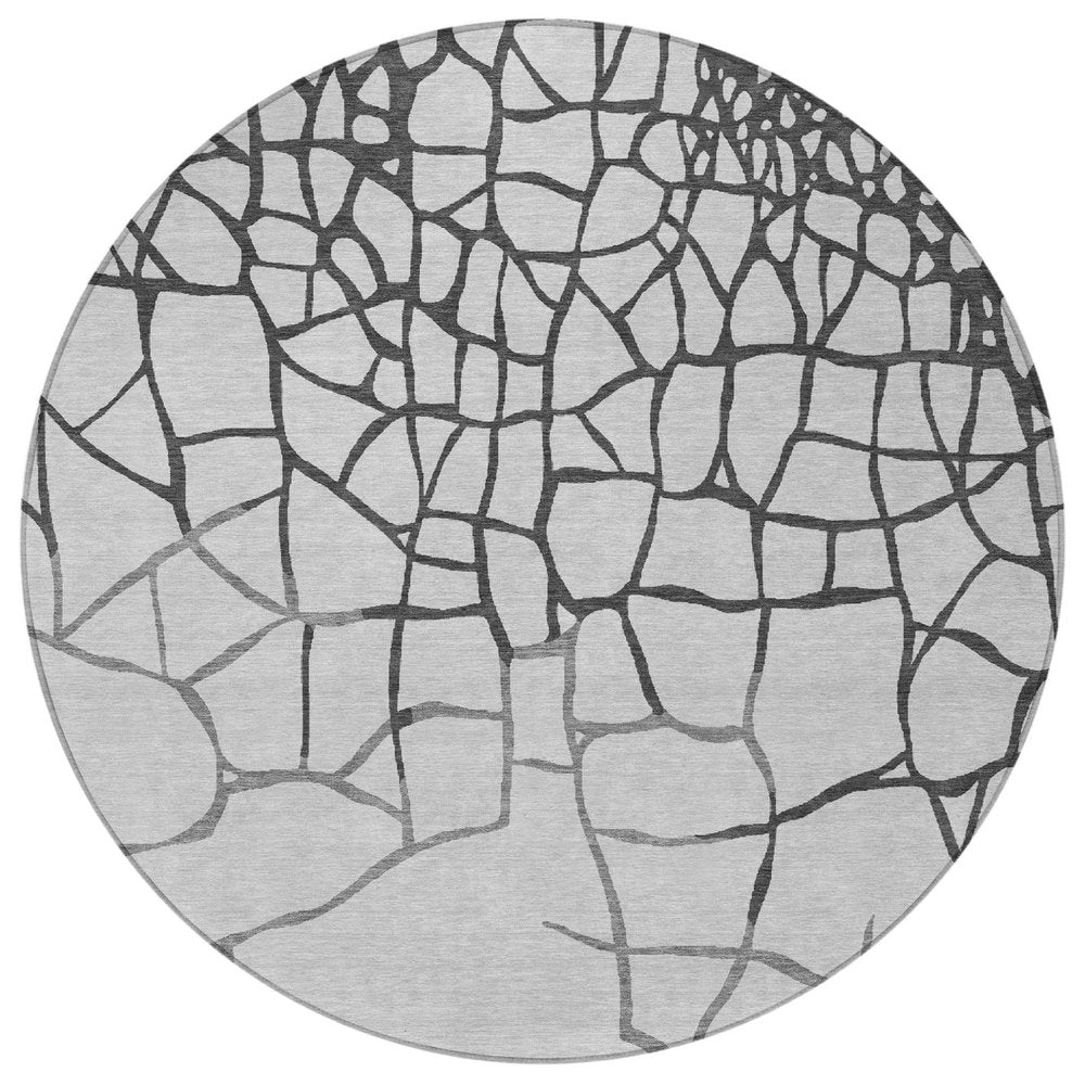 3' X 5' Gray And Charcoal Abstract Washable Indoor Outdoor Area Rug