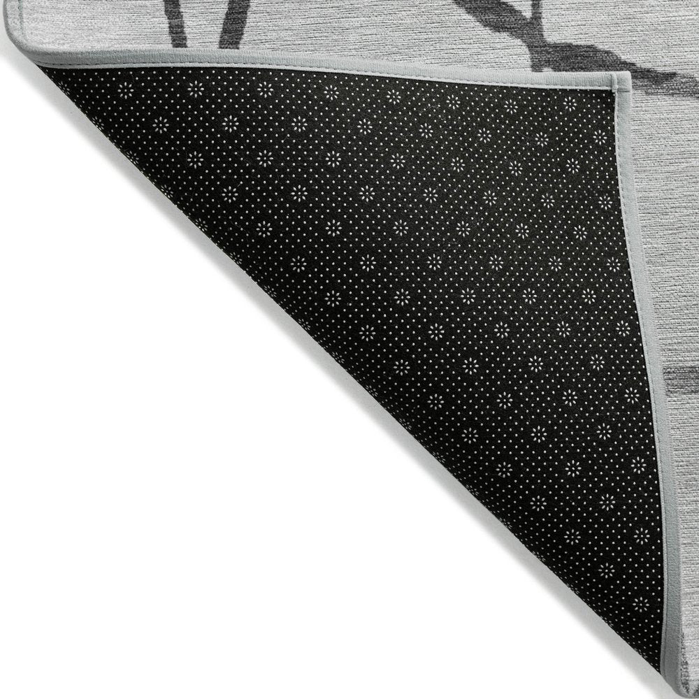 3' X 5' Gray And Charcoal Abstract Washable Indoor Outdoor Area Rug