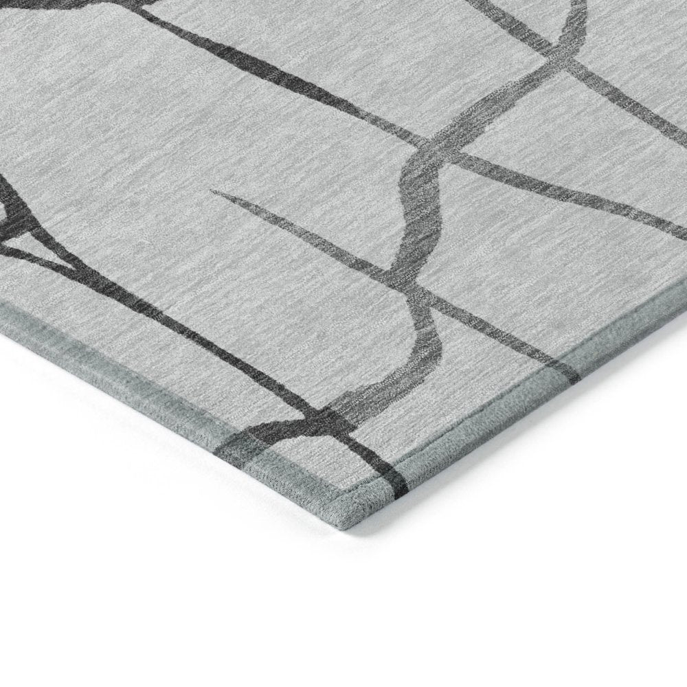 3' X 5' Gray And Charcoal Abstract Washable Indoor Outdoor Area Rug