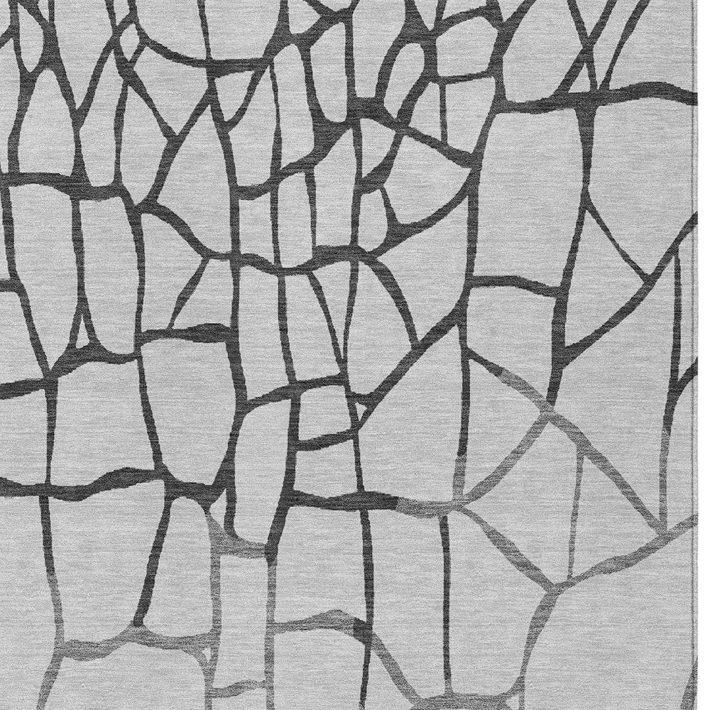 3' X 5' Gray And Charcoal Abstract Washable Indoor Outdoor Area Rug