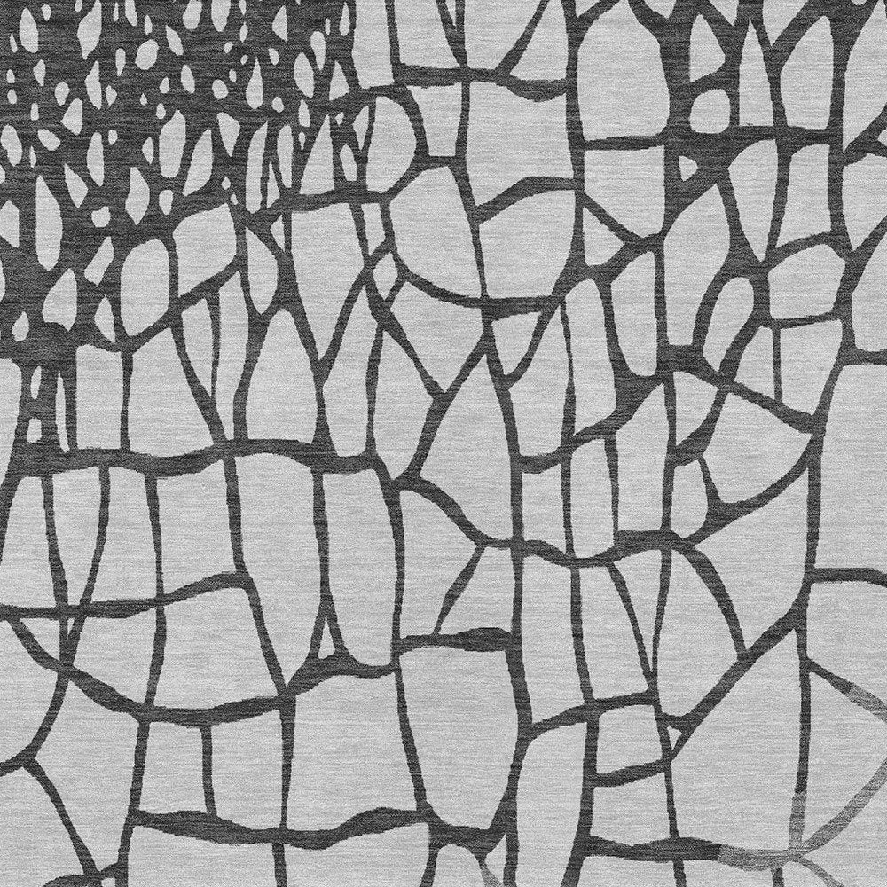 3' X 5' Gray And Charcoal Abstract Washable Indoor Outdoor Area Rug
