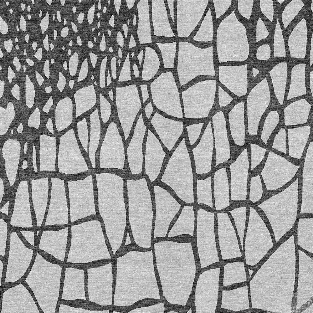3' X 5' Gray And Charcoal Abstract Washable Indoor Outdoor Area Rug