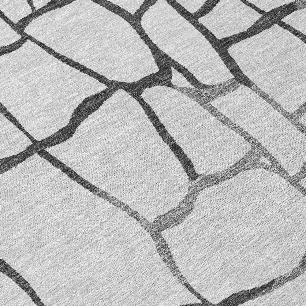 3' X 5' Gray And Charcoal Abstract Washable Indoor Outdoor Area Rug