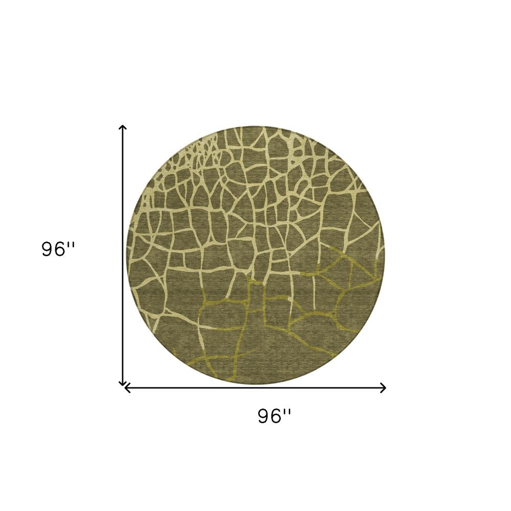 3' X 5' Olive Green And Dark Green Abstract Washable Indoor Outdoor Area Rug