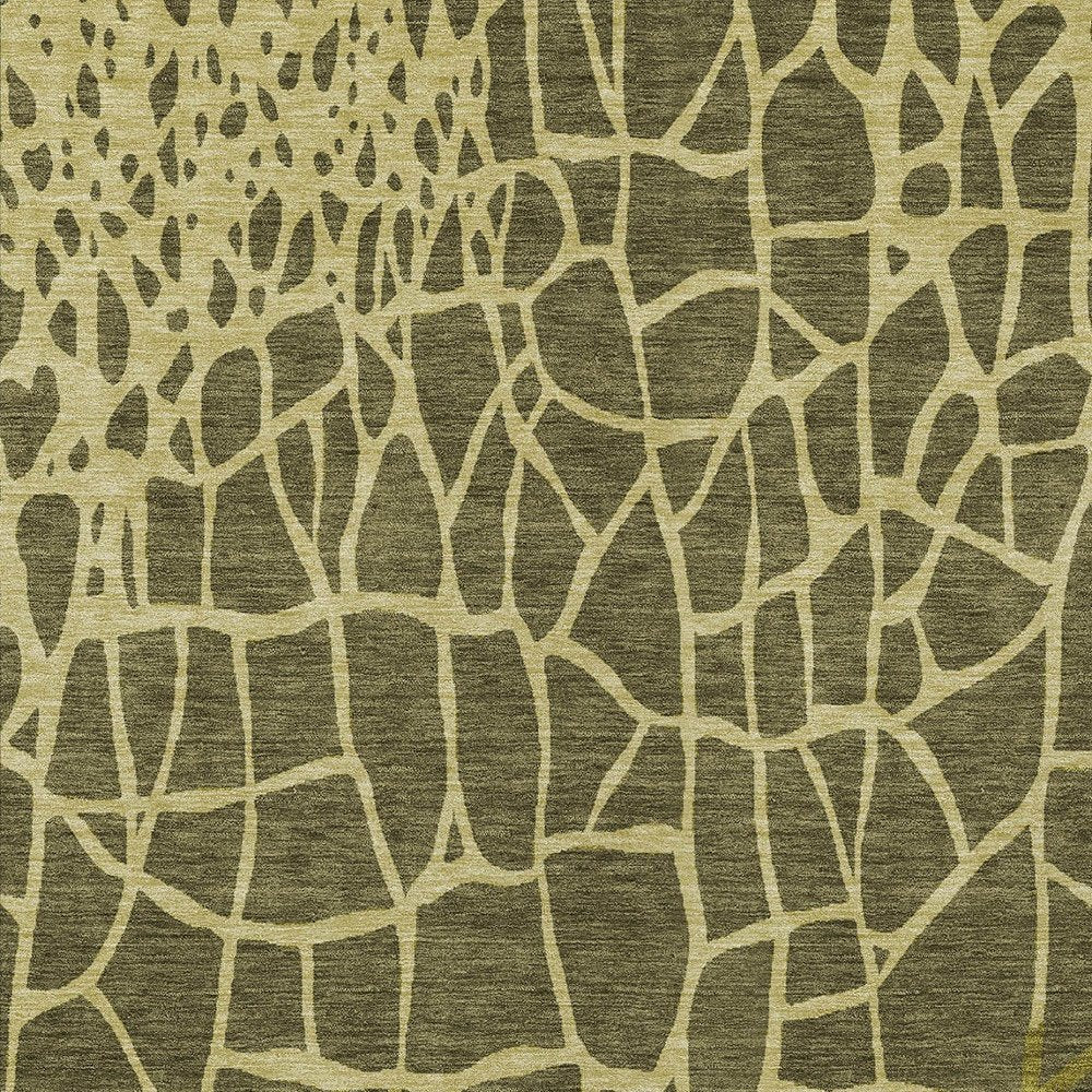 3' X 5' Olive Green And Dark Green Abstract Washable Indoor Outdoor Area Rug