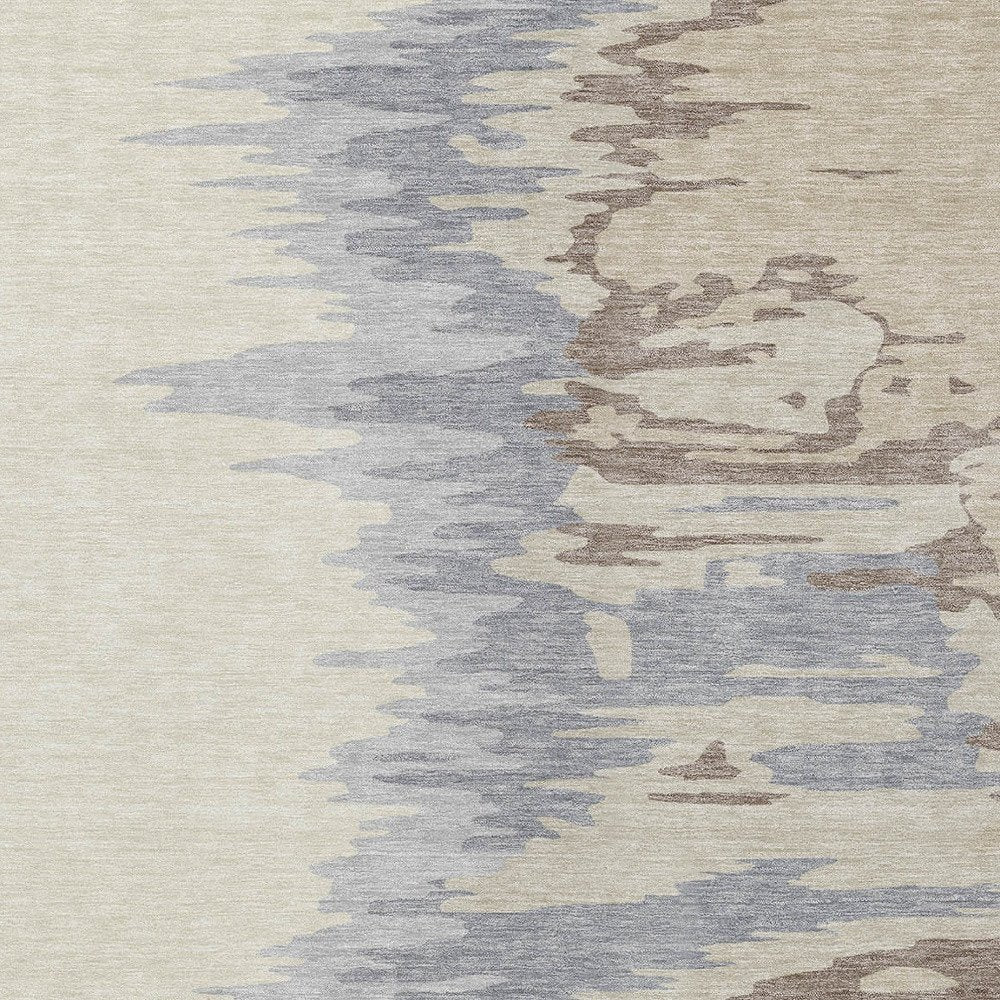 3' X 5' Beige Brown And Gray Abstract Washable Indoor Outdoor Area Rug