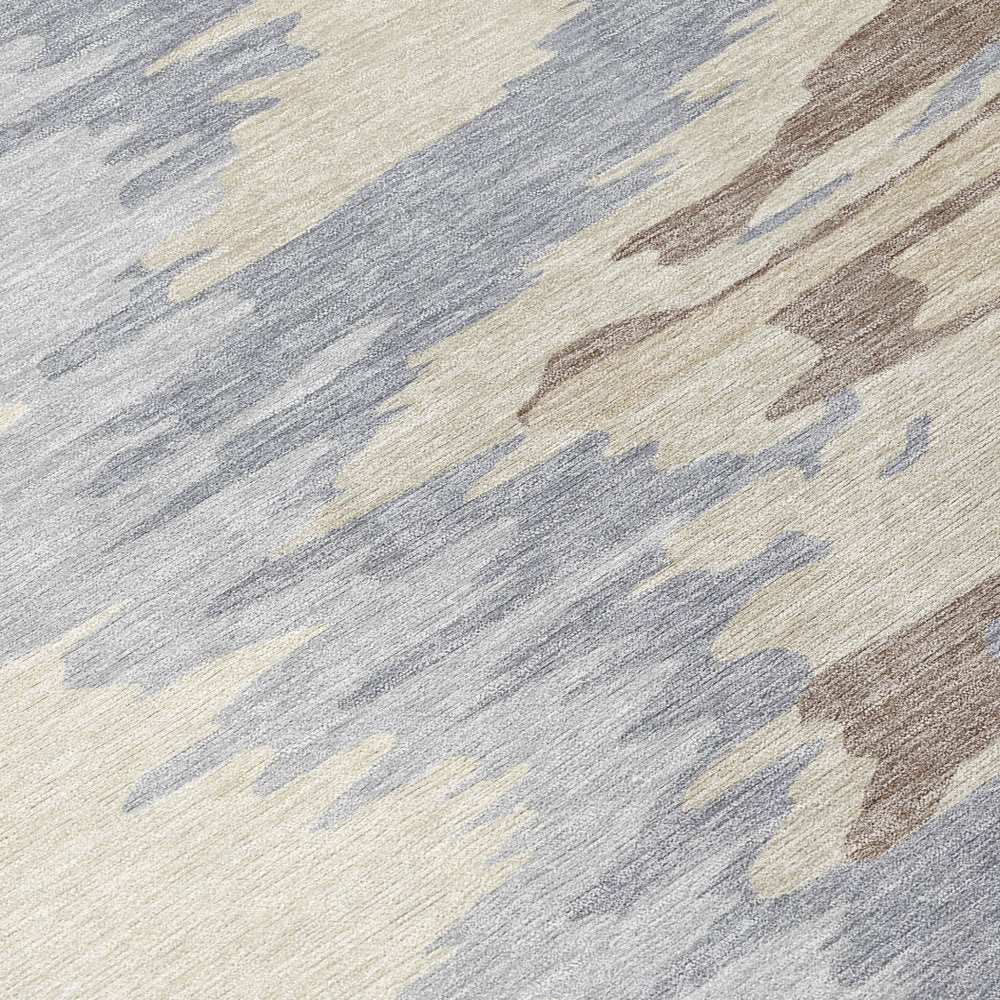 3' X 5' Beige Brown And Gray Abstract Washable Indoor Outdoor Area Rug