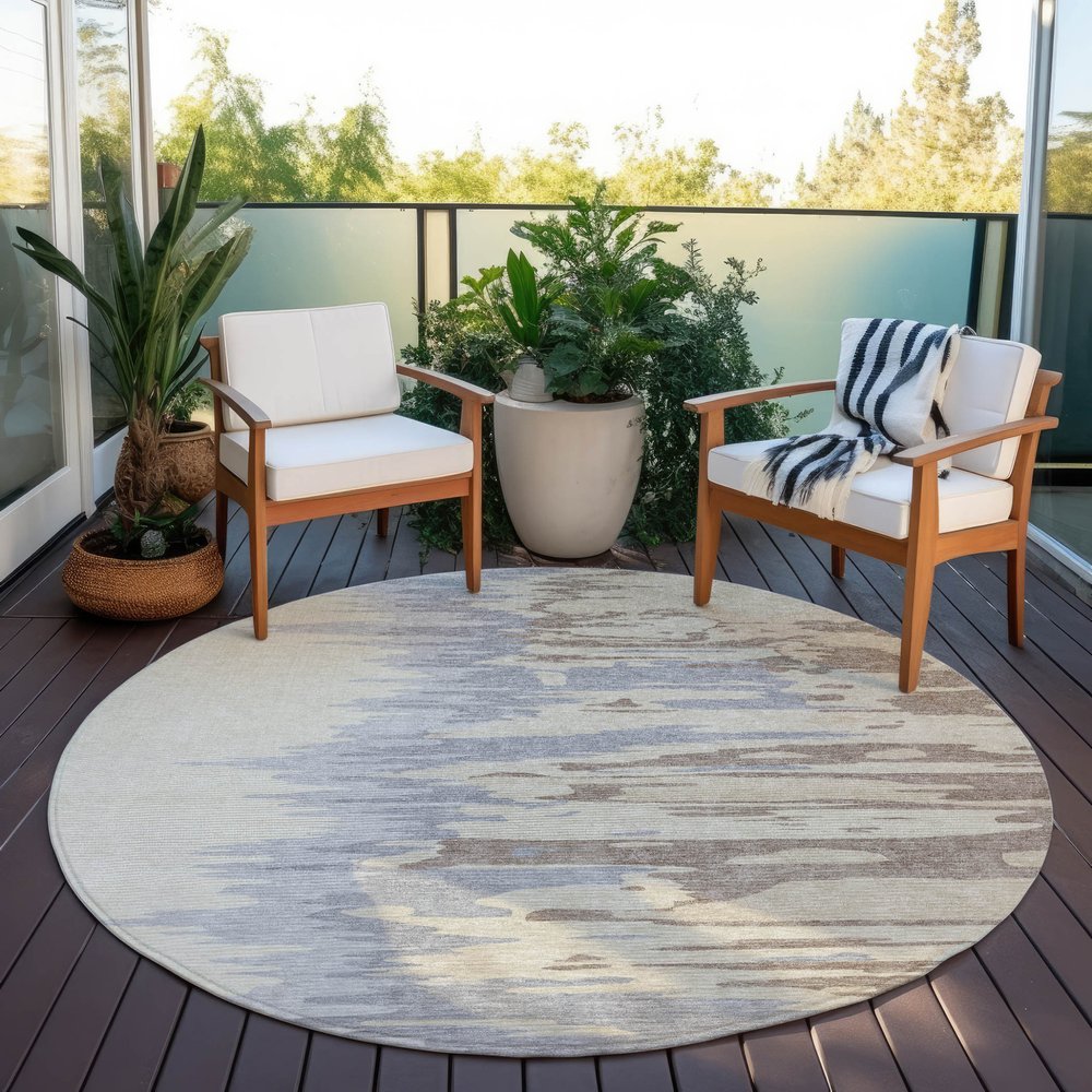 3' X 5' Beige Brown And Gray Abstract Washable Indoor Outdoor Area Rug