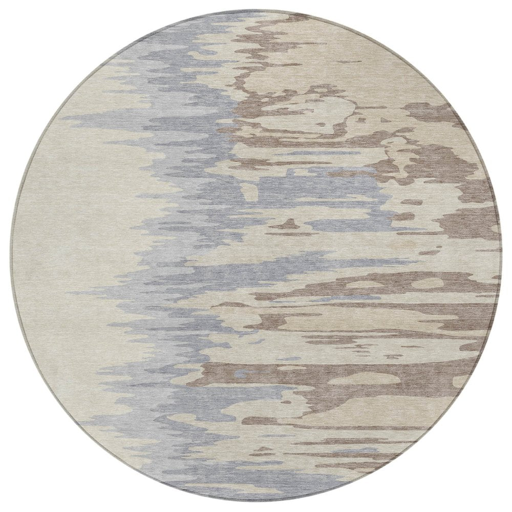3' X 5' Beige Brown And Gray Abstract Washable Indoor Outdoor Area Rug
