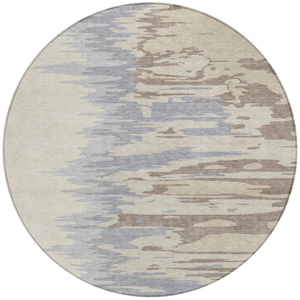 3' X 5' Beige Brown And Gray Abstract Washable Indoor Outdoor Area Rug