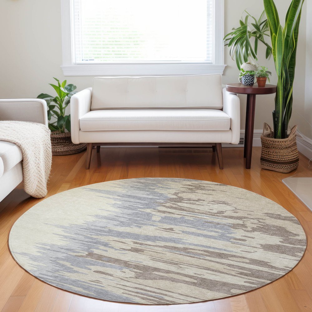 3' X 5' Beige Brown And Gray Abstract Washable Indoor Outdoor Area Rug