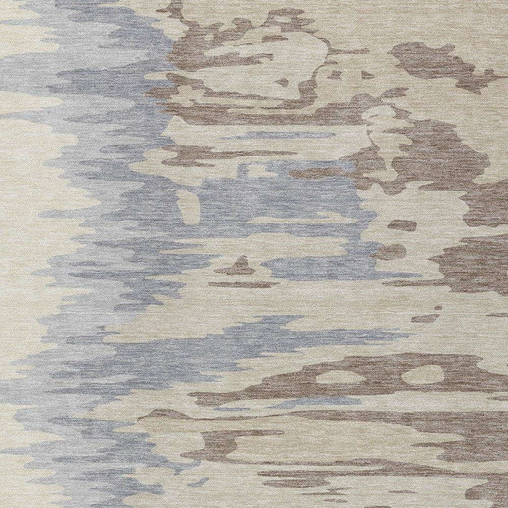 3' X 5' Beige Brown And Gray Abstract Washable Indoor Outdoor Area Rug