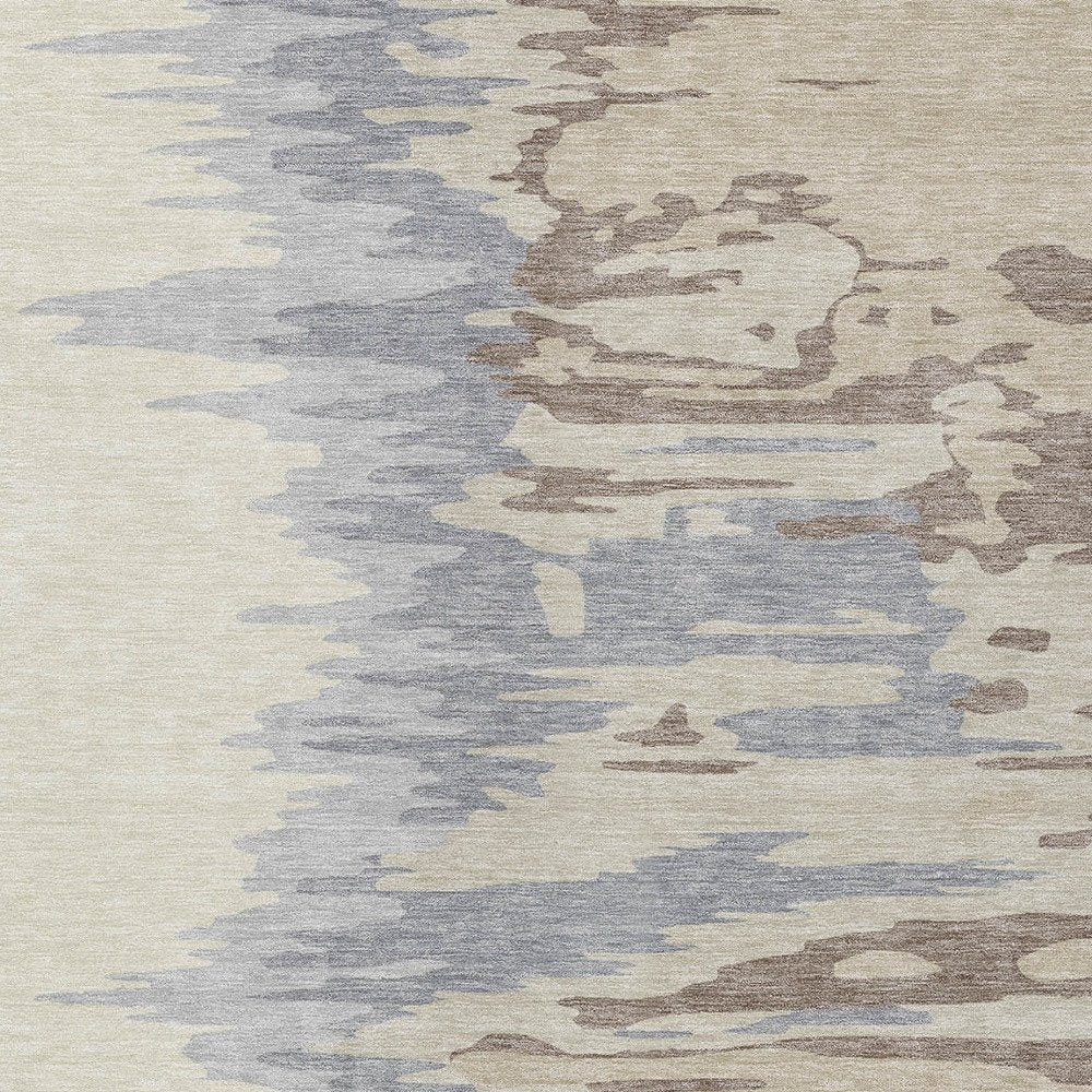 3' X 5' Beige Brown And Gray Abstract Washable Indoor Outdoor Area Rug