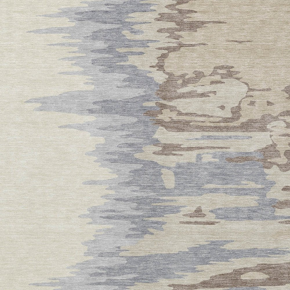 3' X 5' Beige Brown And Gray Abstract Washable Indoor Outdoor Area Rug
