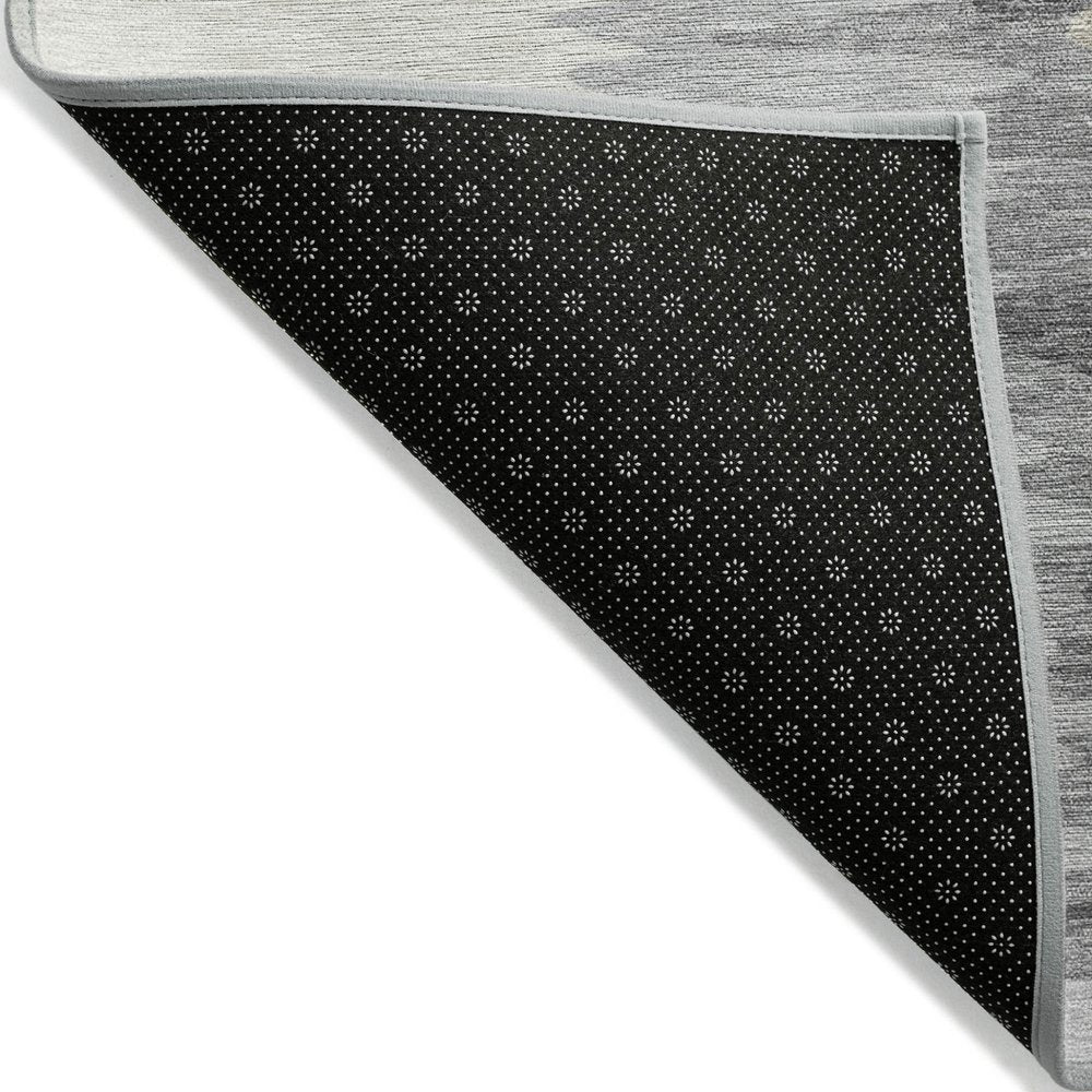 3' X 5' Black Gray And Ivory Abstract Washable Indoor Outdoor Area Rug