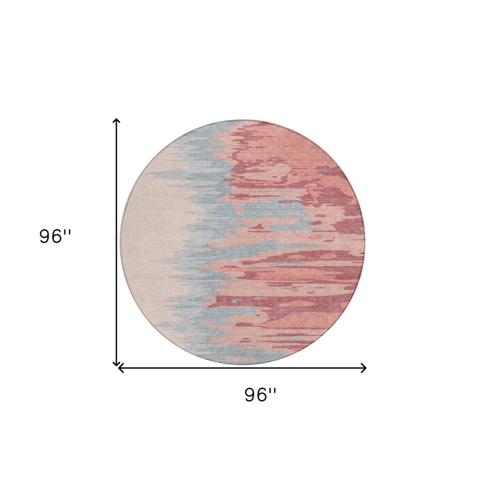 3' X 5' Coral Pink And Gray Abstract Washable Indoor Outdoor Area Rug