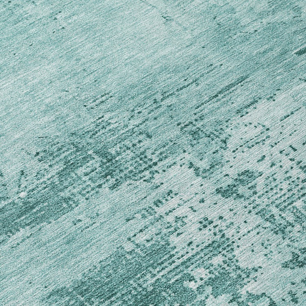 3' X 5' Teal Blue And Ivory Abstract Washable Indoor Outdoor Area Rug