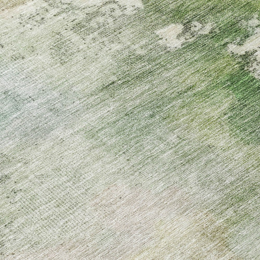 3' X 5' Artichoke Green And Ivory Abstract Washable Indoor Outdoor Area Rug