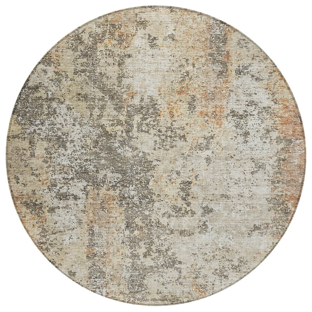 3' X 5' Terra Cotta Beige And Dark Gray Abstract Washable Indoor Outdoor Area Rug