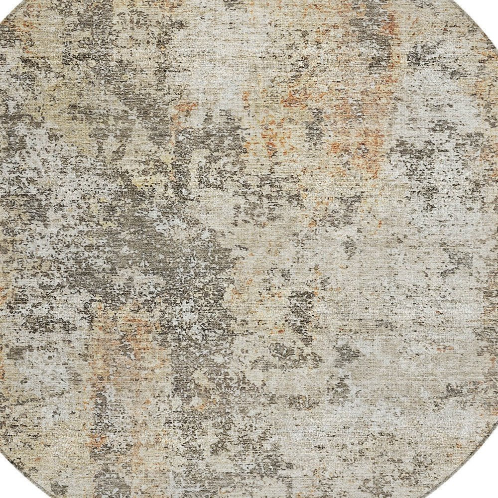 3' X 5' Terra Cotta Beige And Dark Gray Abstract Washable Indoor Outdoor Area Rug