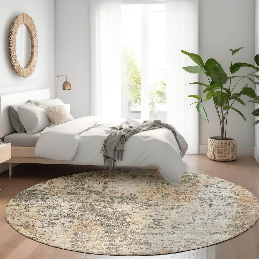 3' X 5' Terra Cotta Beige And Dark Gray Abstract Washable Indoor Outdoor Area Rug