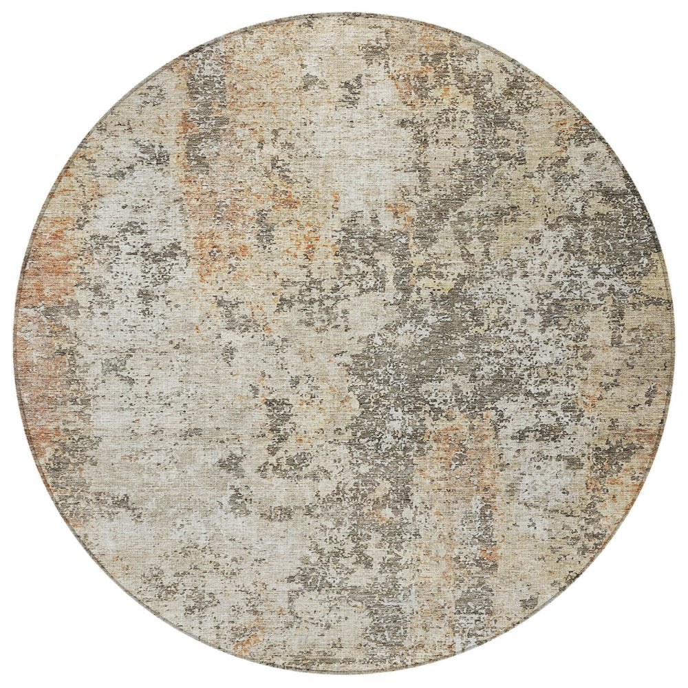 3' X 5' Terra Cotta Beige And Dark Gray Abstract Washable Indoor Outdoor Area Rug