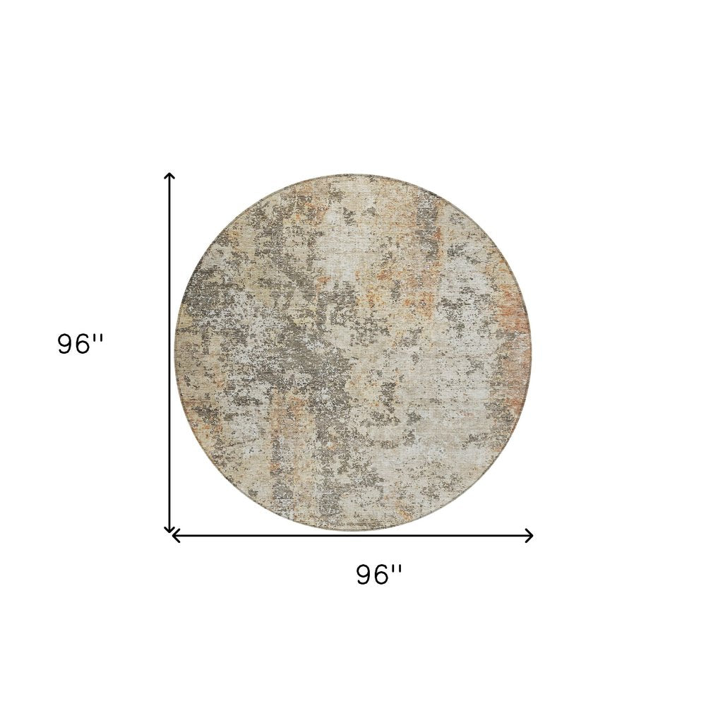 3' X 5' Terra Cotta Beige And Dark Gray Abstract Washable Indoor Outdoor Area Rug