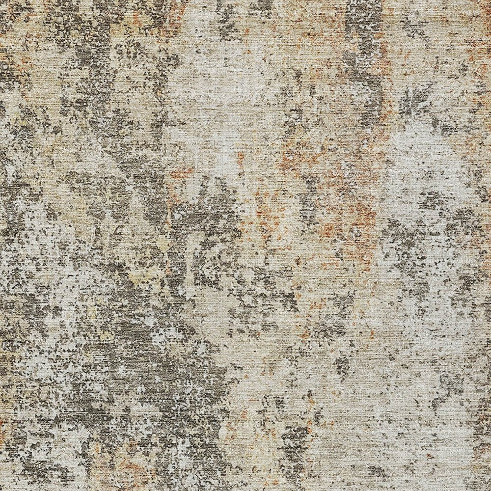 3' X 5' Terra Cotta Beige And Dark Gray Abstract Washable Indoor Outdoor Area Rug