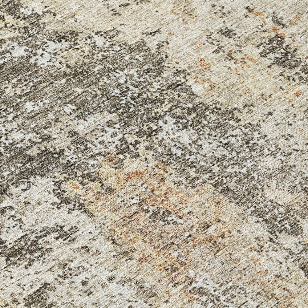 3' X 5' Terra Cotta Beige And Dark Gray Abstract Washable Indoor Outdoor Area Rug