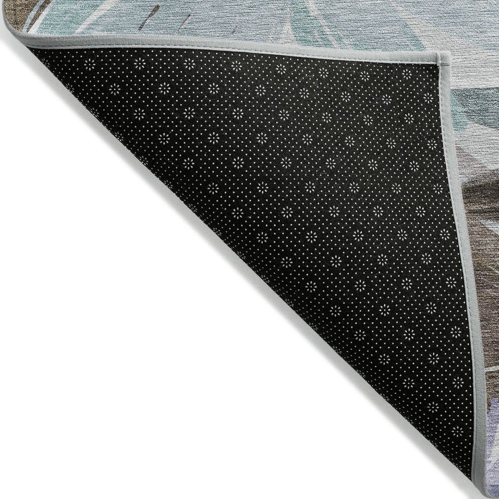 3' X 5' Taupe And Lilac Floral Washable Indoor Outdoor Area Rug