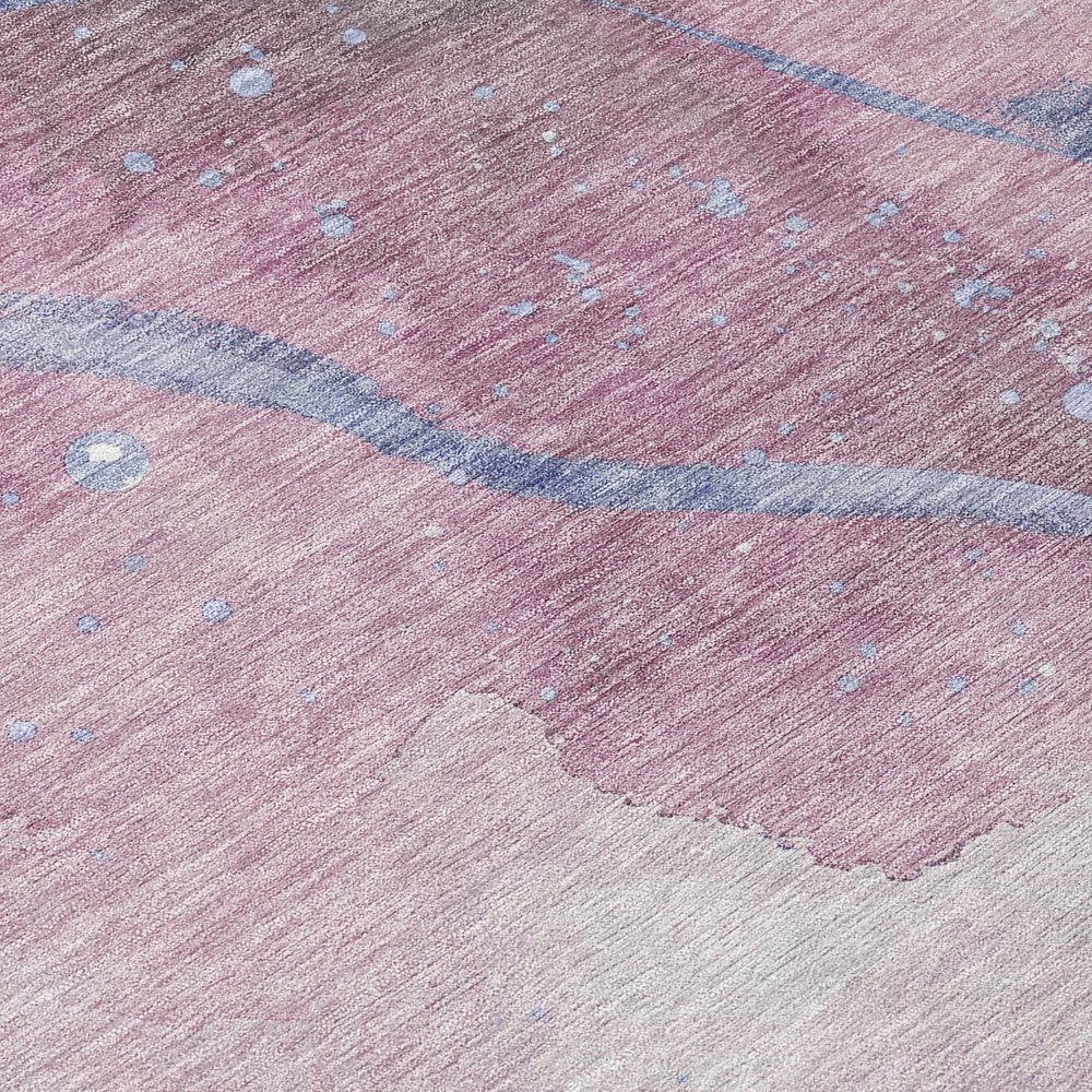 3' X 5' Mauve And Pink Abstract Washable Indoor Outdoor Area Rug