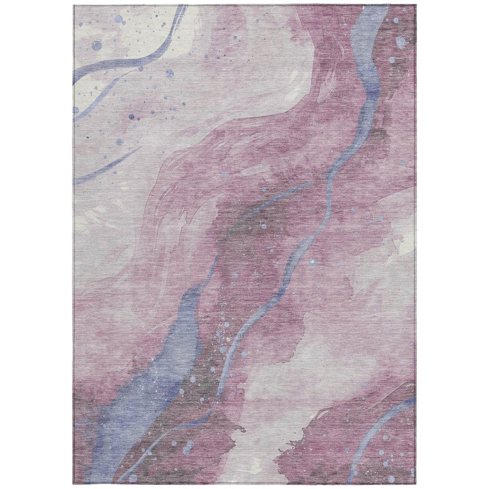 3' X 5' Mauve And Pink Abstract Washable Indoor Outdoor Area Rug