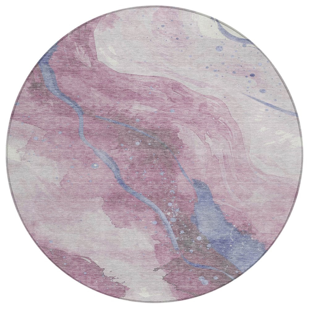 3' X 5' Mauve And Pink Abstract Washable Indoor Outdoor Area Rug