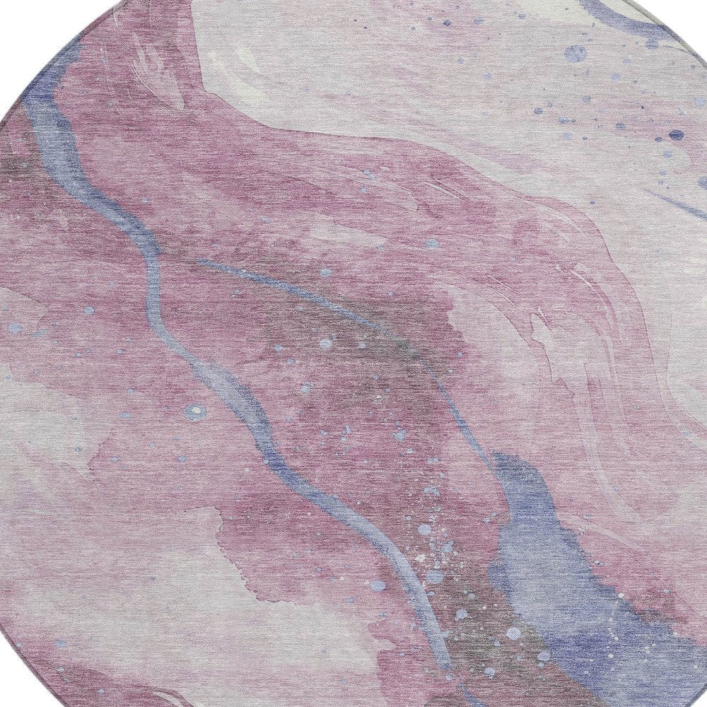 3' X 5' Mauve And Pink Abstract Washable Indoor Outdoor Area Rug