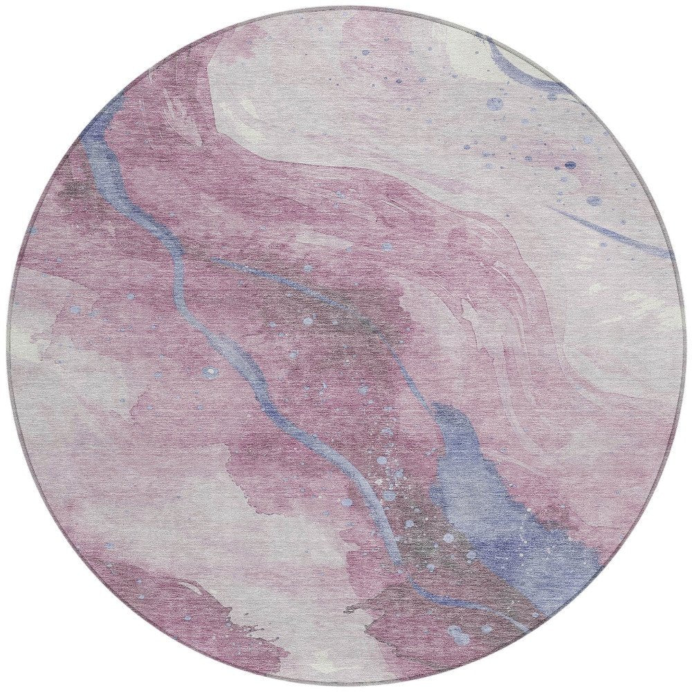 3' X 5' Mauve And Pink Abstract Washable Indoor Outdoor Area Rug